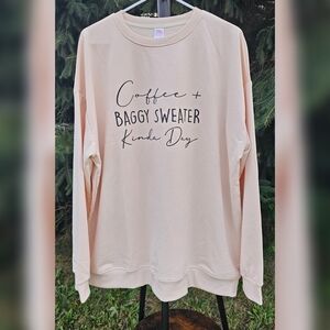 New Coffee + Baggy Sweater Kinda Day in Neutral Ivory Cream Color